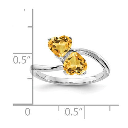 14k White Gold 5mm Heart Citrine ring