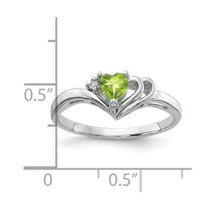 14k White Gold 4mm Heart Peridot A Real Diamond ring