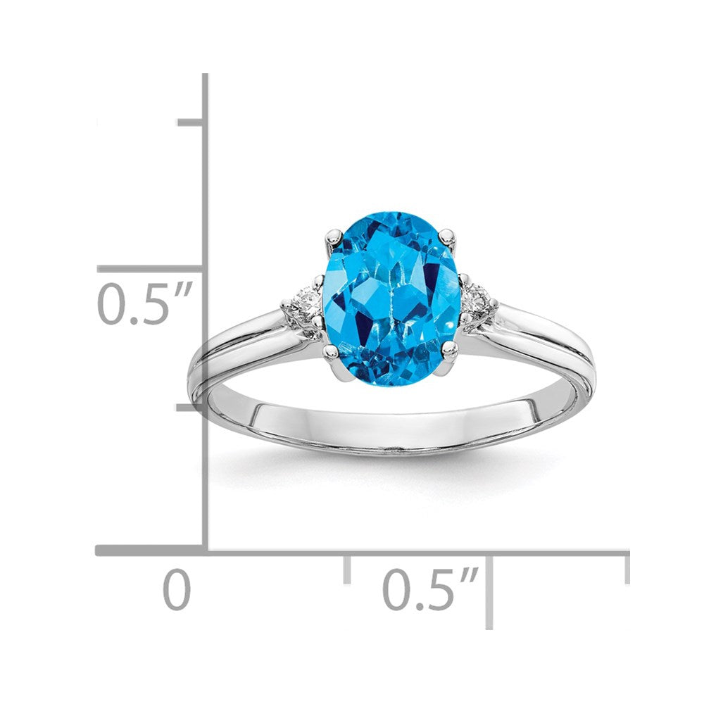 14k White Gold 8x6mm Oval Blue Topaz A Real Diamond ring