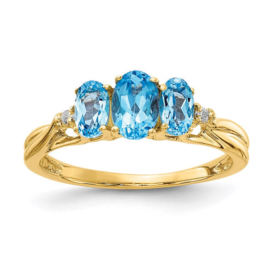14K Yellow Gold Gemstone u0026 Real Diamond Ring