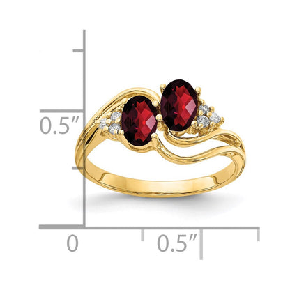 14K Yellow Gold 6x4mm Oval Garnet Checker A Real Diamond ring