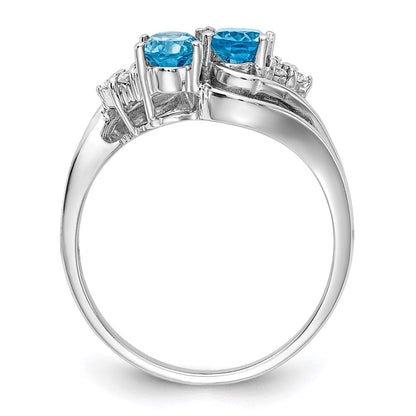 14k White Gold 6x4mm Oval Blue Topaz A Real Diamond ring