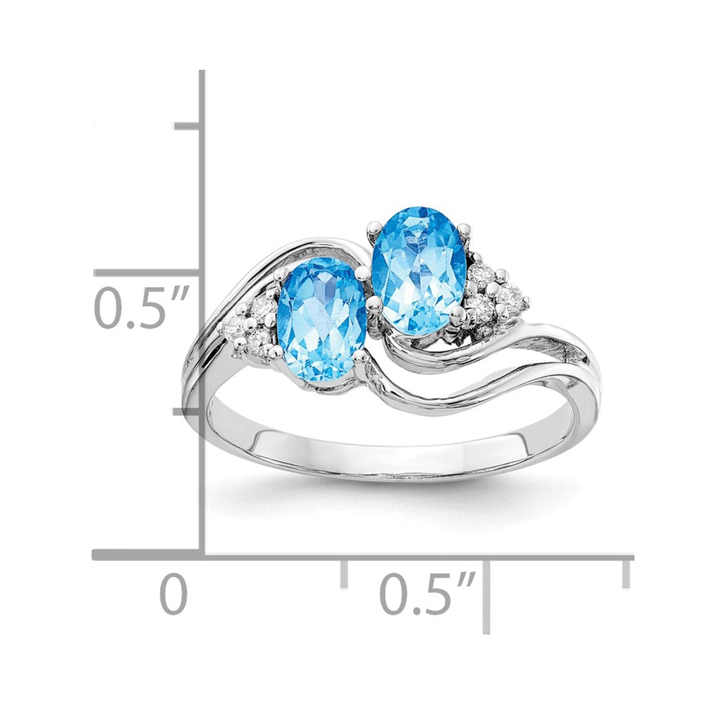 14k White Gold 6x4mm Oval Blue Topaz A Real Diamond ring
