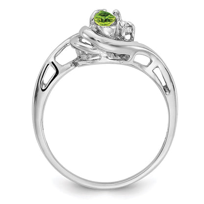 14k White Gold 5x3mm Pear Peridot A Real Diamond ring