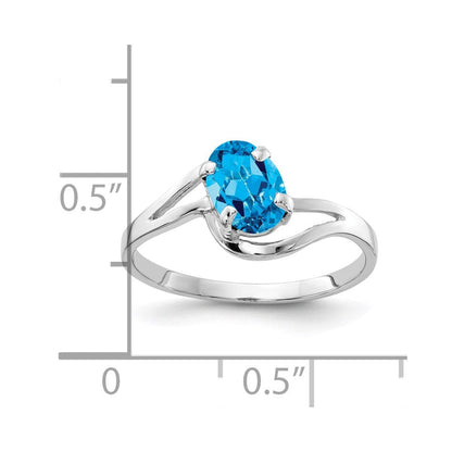 14k White Gold 7x5mm Oval Blue Topaz ring