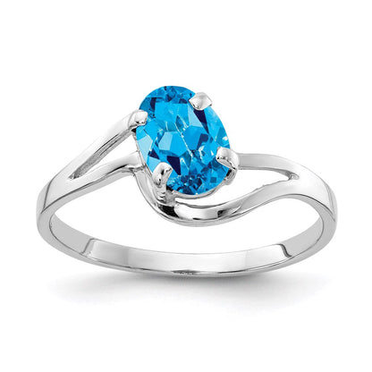 14k White Gold 7x5mm Oval Blue Topaz ring