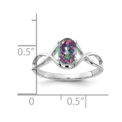 14k White Gold 7x5mm Oval Fire Topaz Ring
