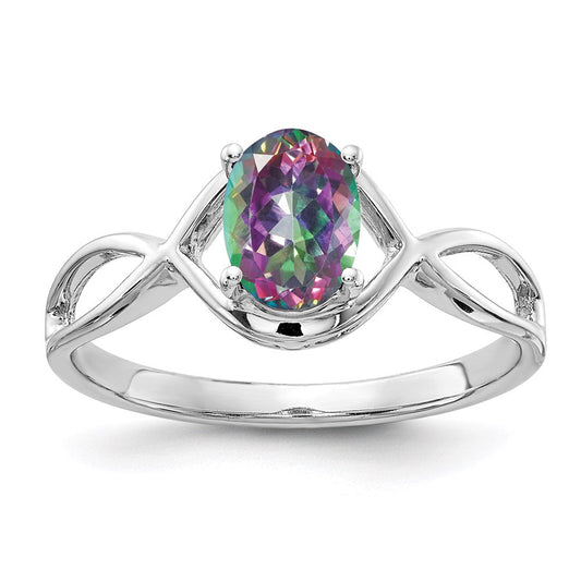 14k White Gold 7x5mm Oval Fire Topaz Ring