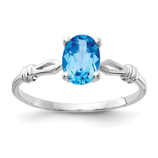14k White Gold 7x5mm Oval Blue Topaz ring