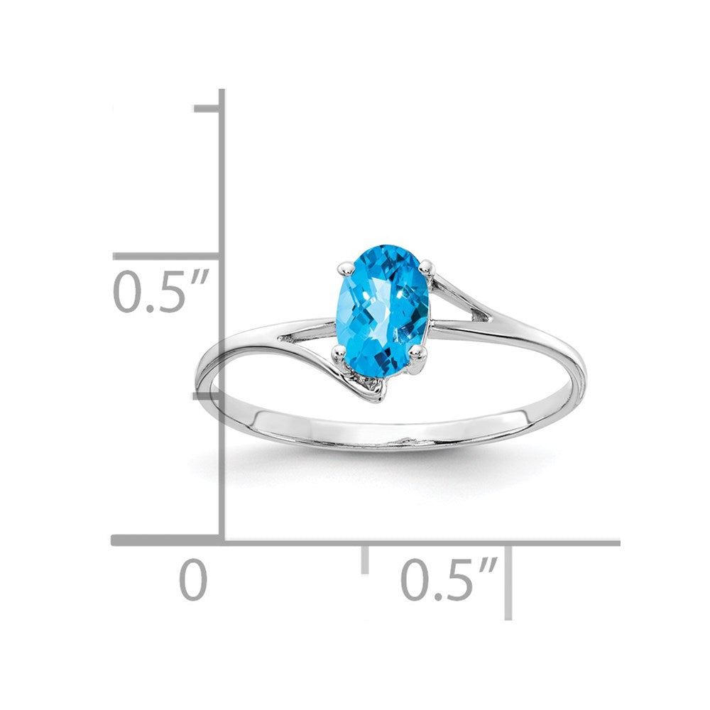 14k White Gold 6x4mm Oval Blue Topaz ring