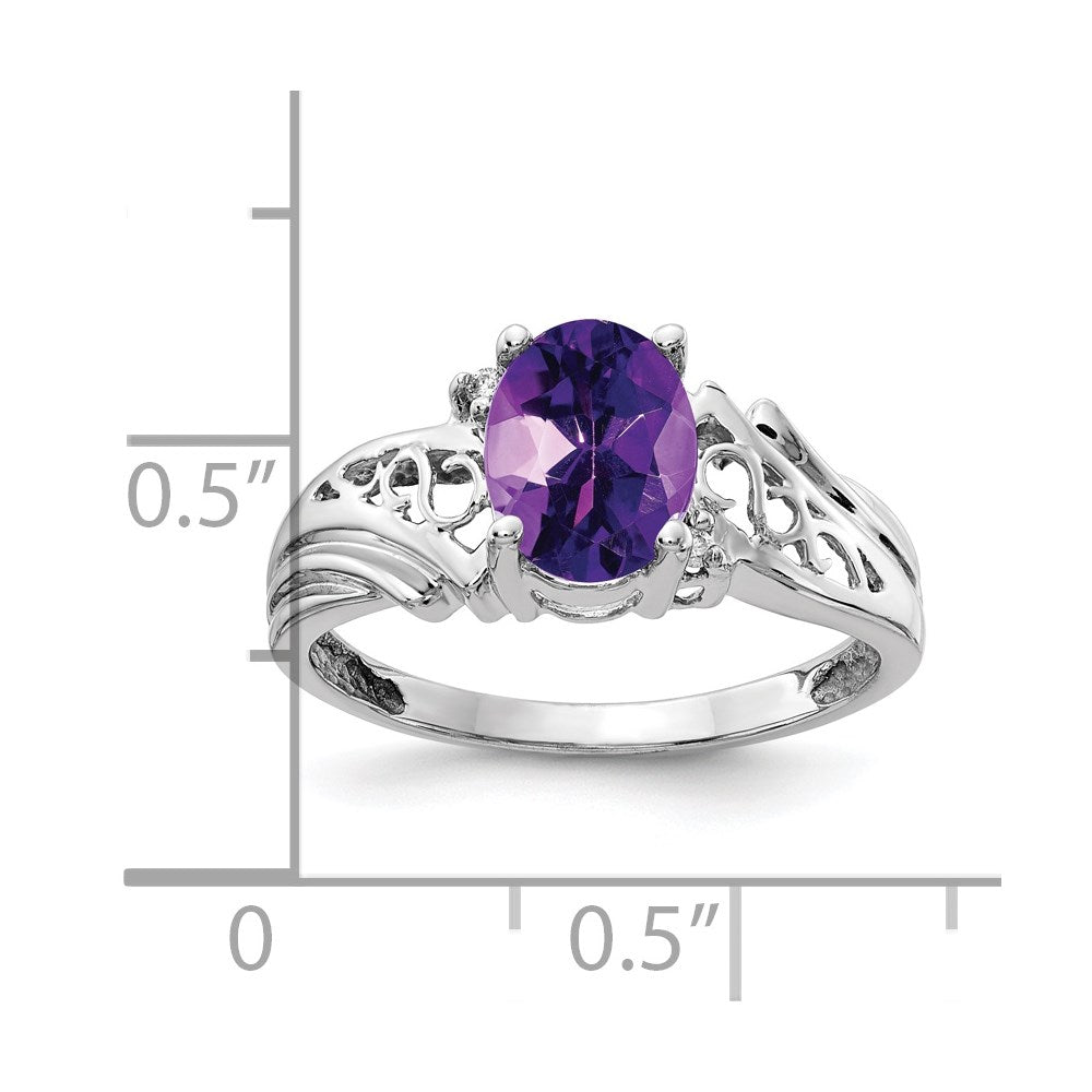 14k White Gold 8x6mm Oval Amethyst A Real Diamond ring