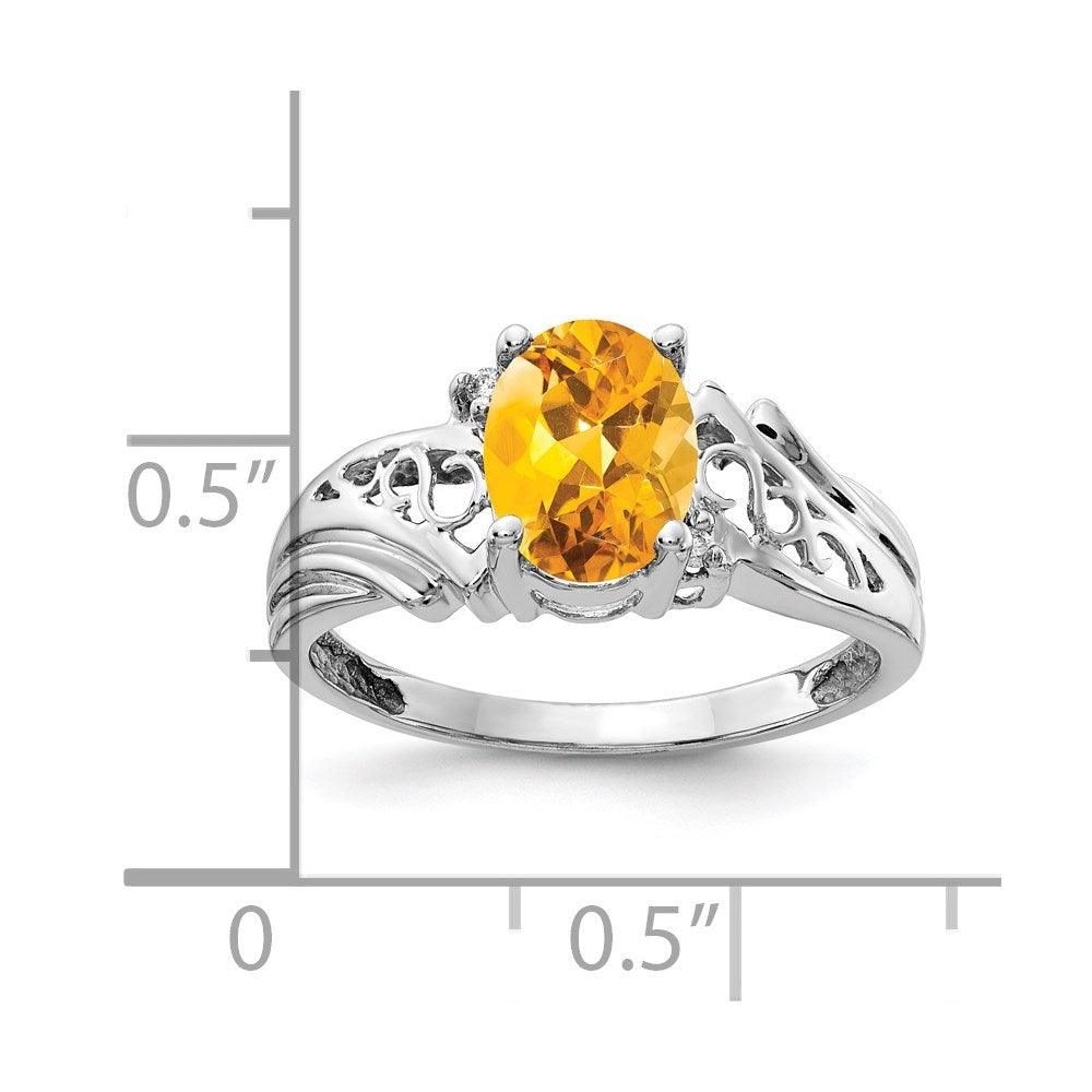 14k White Gold 8x6mm Oval Citrine A Real Diamond ring