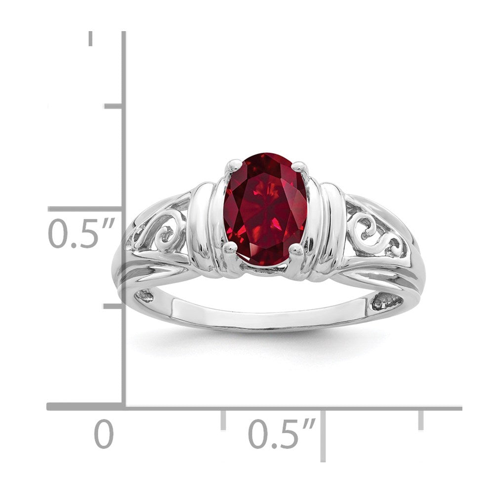 14k White Gold 7x5mm Oval Created Ruby ring