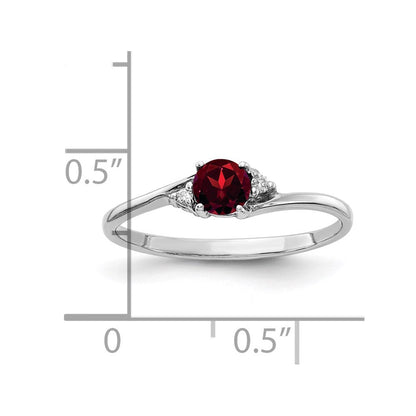 14k White Gold 4mm Garnet A Real Diamond ring
