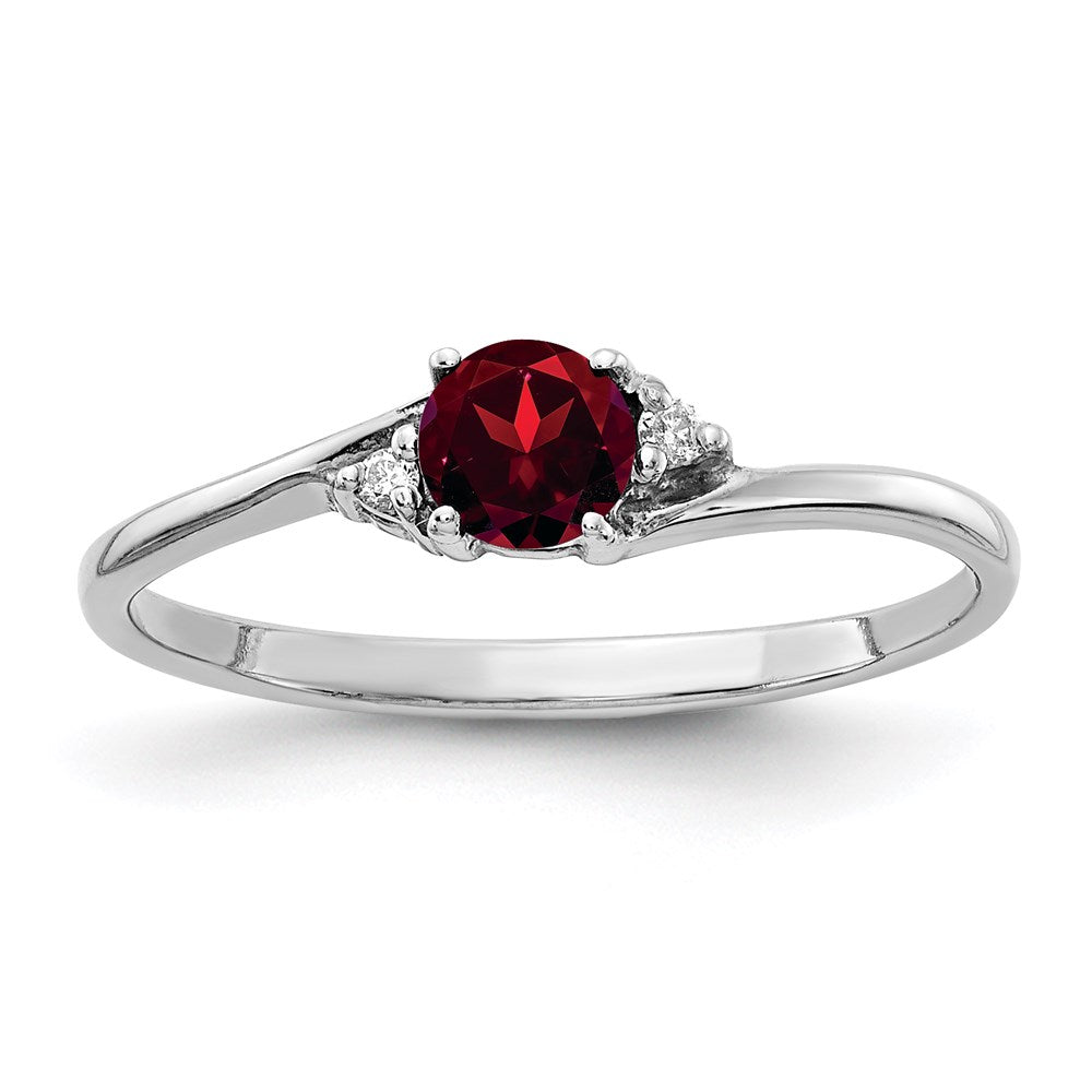 14k White Gold 4mm Garnet A Real Diamond ring