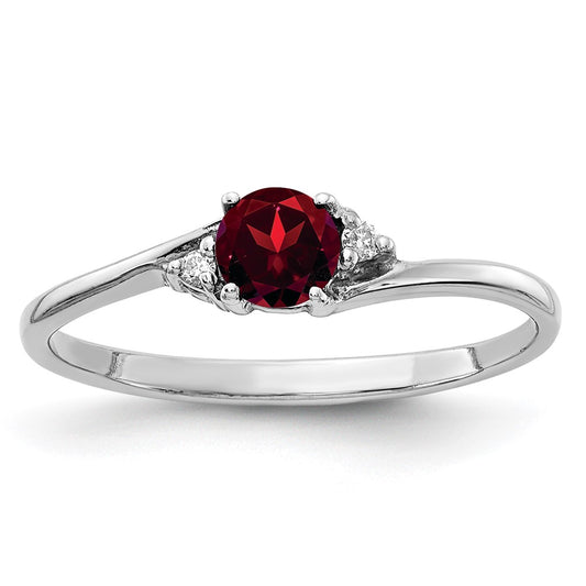 14k White Gold 4mm Garnet AA Diamond ring