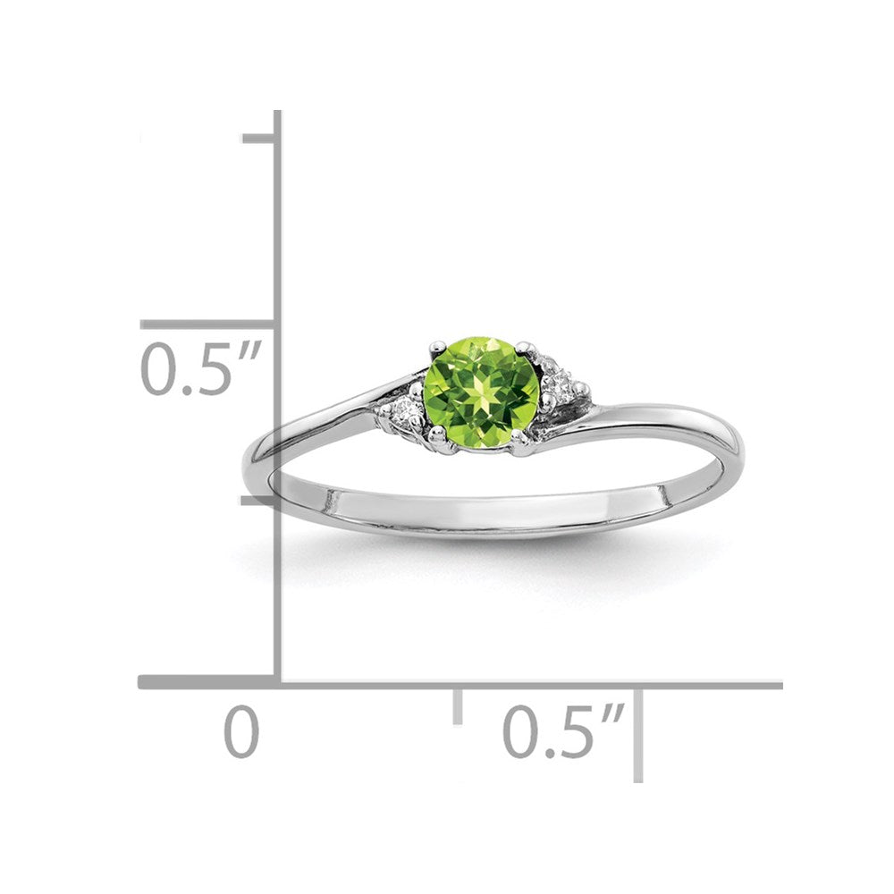 14k White Gold 4mm Peridot A Real Diamond ring