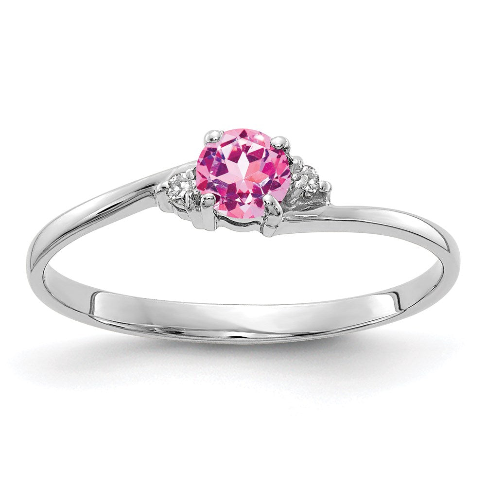 14k White Gold 4mm Pink Sapphire A Real Diamond ring