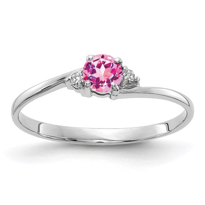 14k White Gold 4mm Pink Sapphire A Real Diamond ring