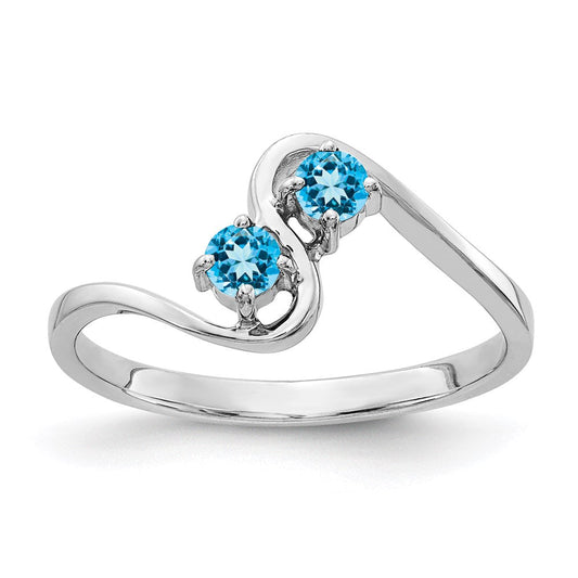 14k White Gold 3mm Blue Topaz ring