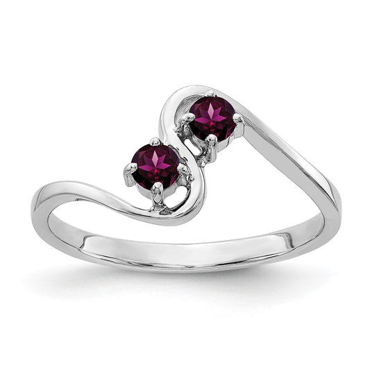 14k White Gold 3mm Rhodolite Garnet ring
