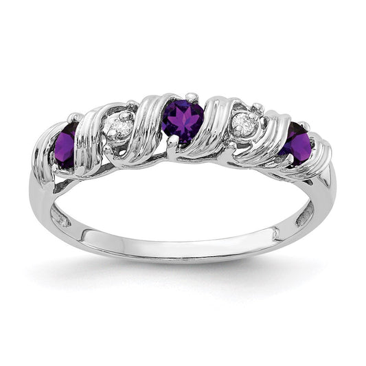 14k White Gold 2.75mm Amethyst A Real Diamond ring