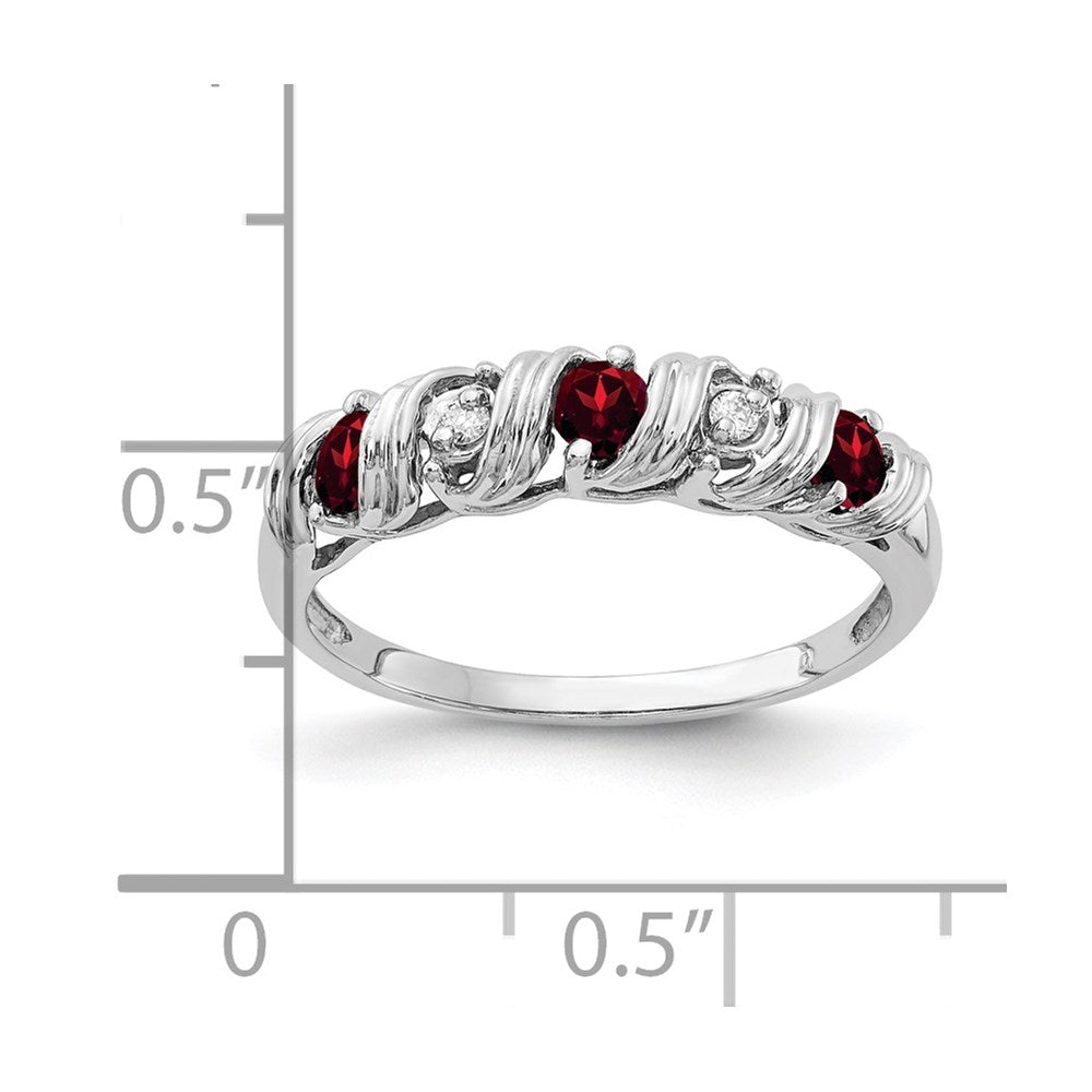 14k White Gold 2.75mm Garnet A Real Diamond ring