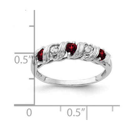 14k White Gold 2.75mm Garnet A Real Diamond ring