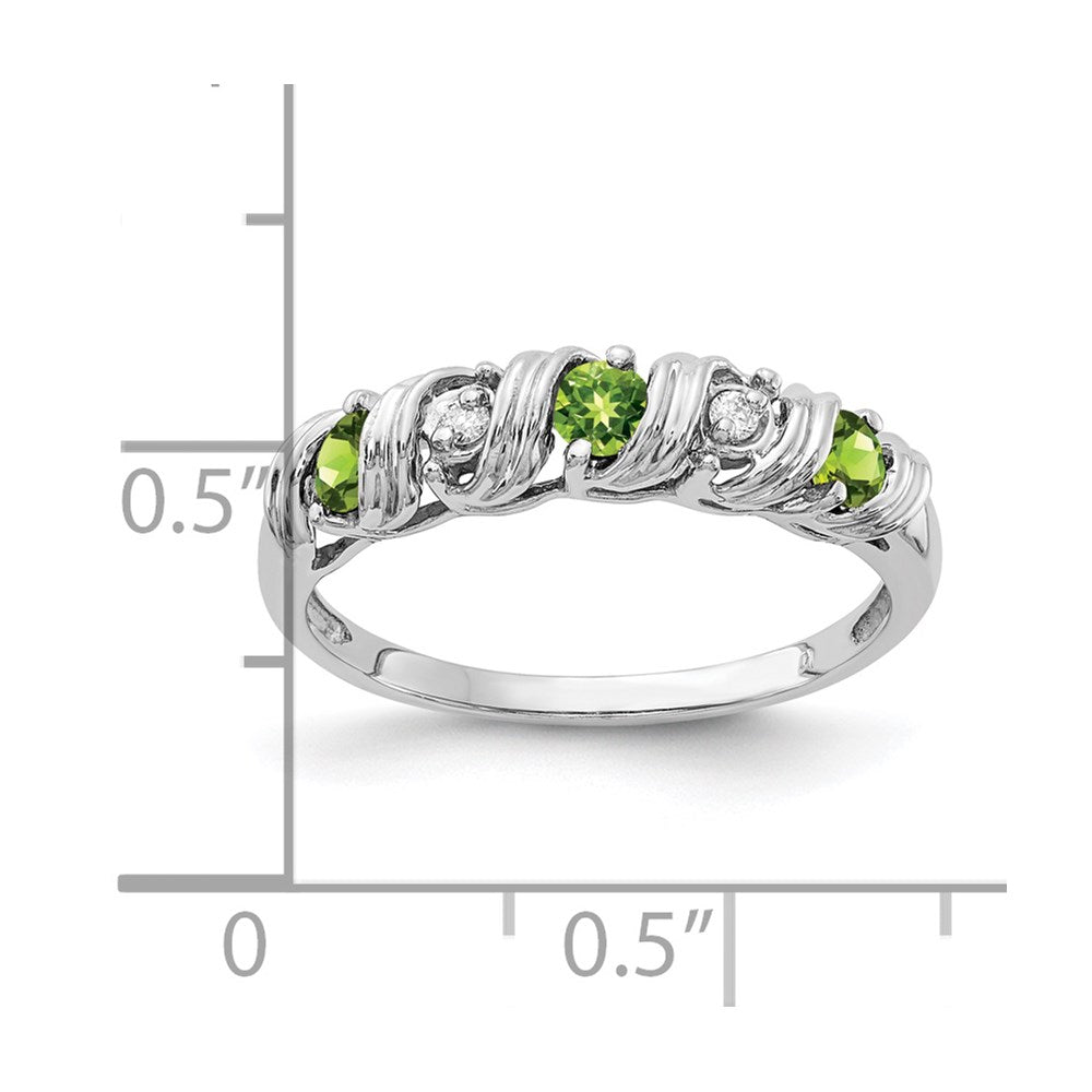 14k White Gold 2.75mm Peridot A Real Diamond ring