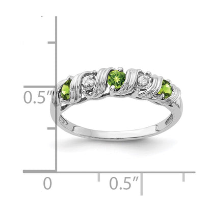 14k White Gold 2.75mm Peridot A Real Diamond ring