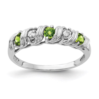 14k White Gold 2.75mm Peridot A Real Diamond ring
