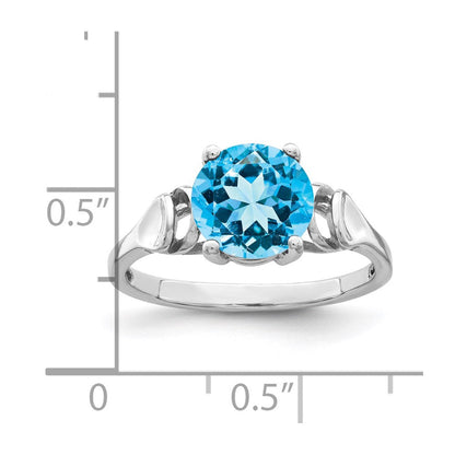 14k White Gold 8mm Blue Topaz ring