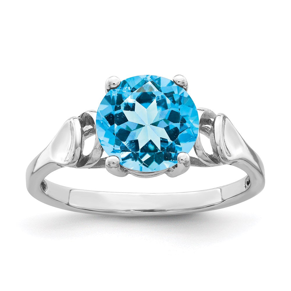 14k White Gold 8mm Blue Topaz ring
