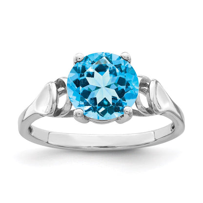 14k White Gold 8mm Blue Topaz ring