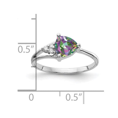 14k White Gold 6mm Fire Topaz A Real Diamond ring