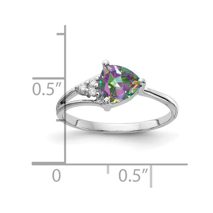 14k White Gold 6mm Fire Topaz AAA Diamond ring