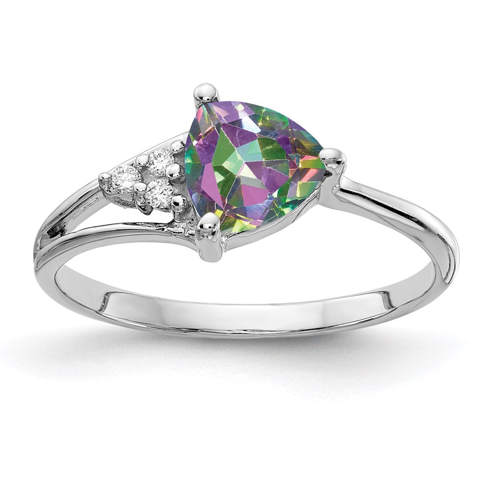 14k White Gold 6mm Fire Topaz A Real Diamond ring