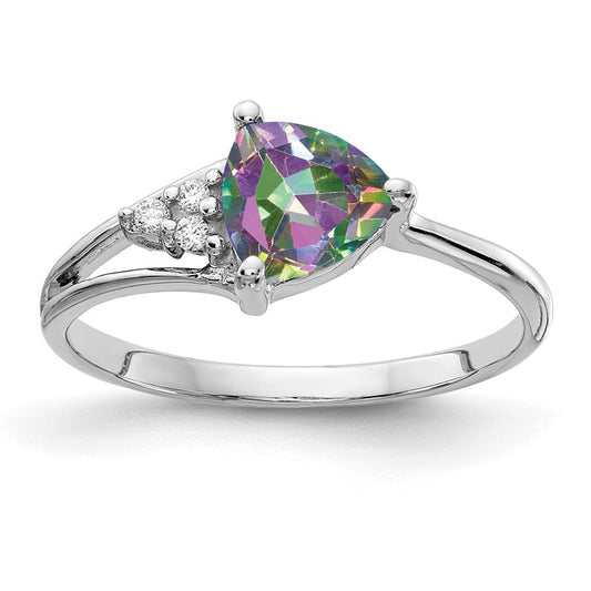 14k White Gold 6mm Fire Topaz A Real Diamond ring