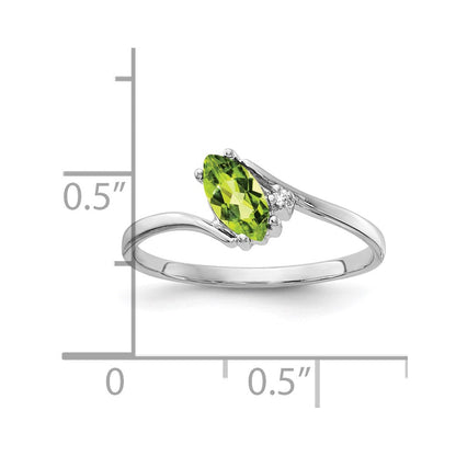 14k White Gold 7x3.5mm Marquise Peridot A Real Diamond ring