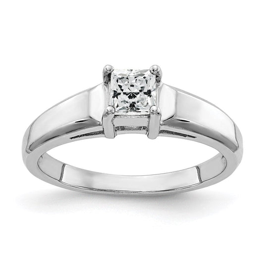14k White Gold 4mm Princess Cut Cubic Zirconia ring