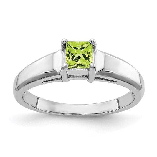 14k White Gold 4mm Peridot Ring
