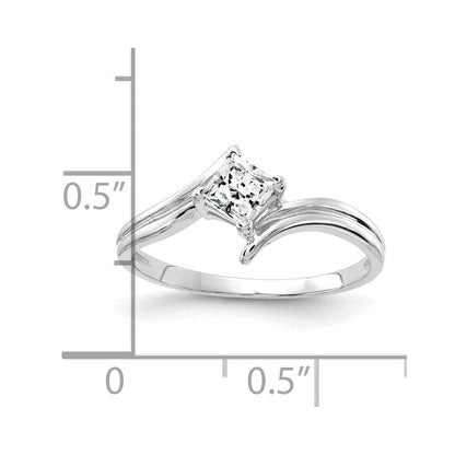 14k White Gold 4mm Princess Cut Cubic Zirconia ring