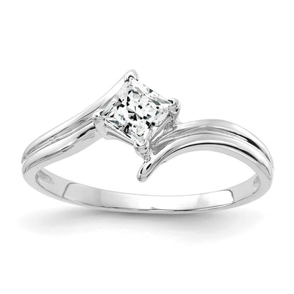 14k White Gold 4mm Princess Cut Cubic Zirconia ring
