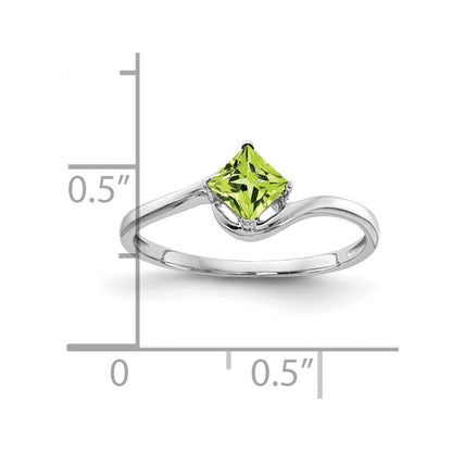 14k White Gold 4mm Princess Cut Peridot ring