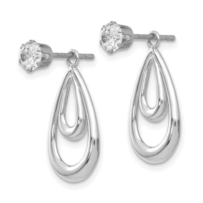 14k White Gold Polished w/CZ Stud Earring Jackets