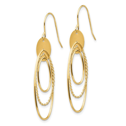 14k Yellow Gold Oval Dangle Earrings