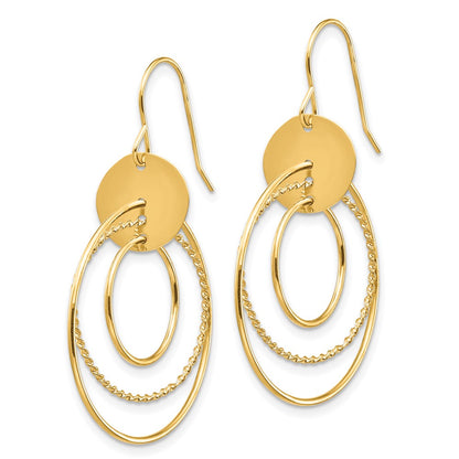 14k Yellow Gold Circle Dangle Earrings