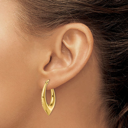 14k Yellow Gold D/C Hoop Earring
