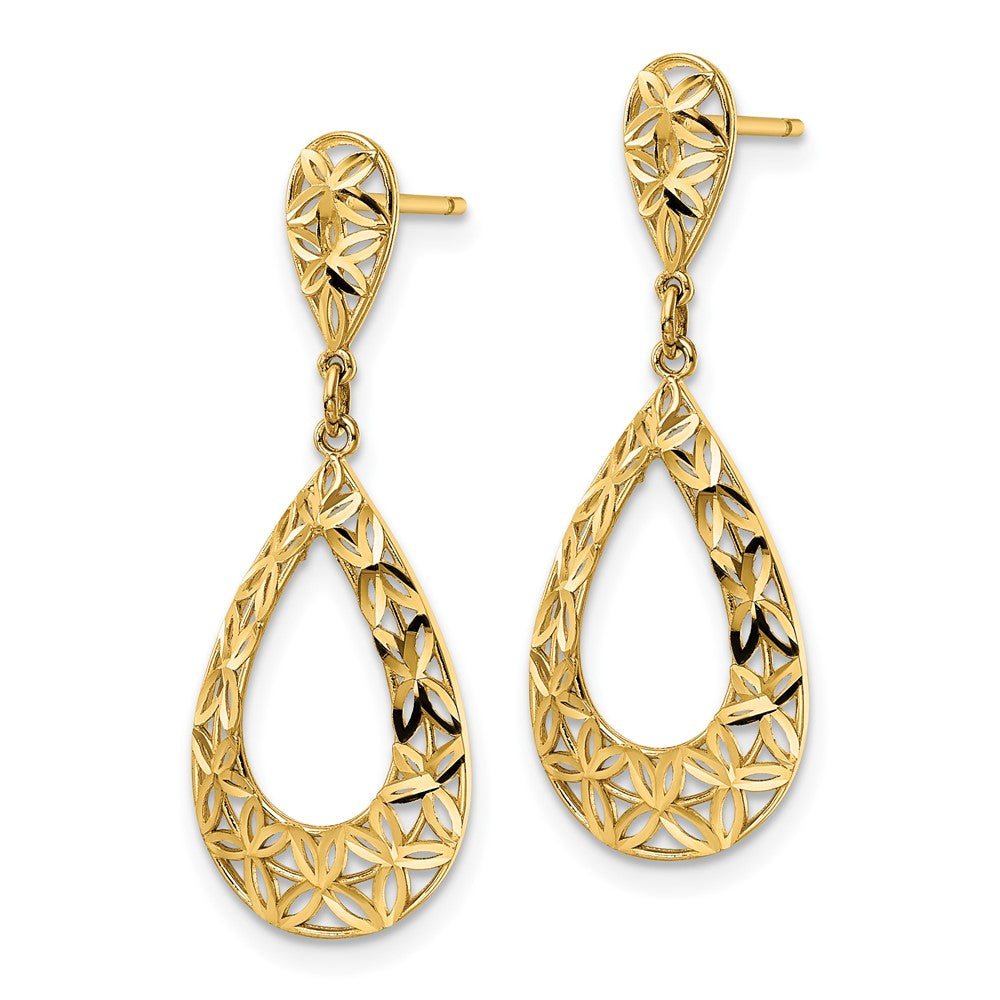 14k Yellow Gold D/C Dangle Post Earrings