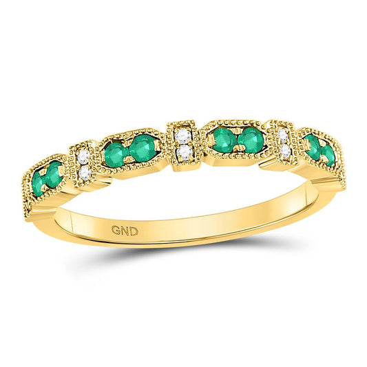 10kt Yellow Gold Round Emerald Stackable Band Ring 1/4 Cttw